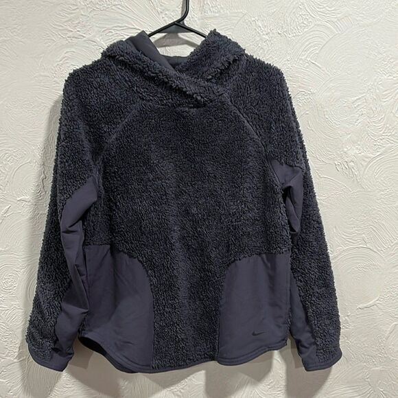 Nike Hooded Sherpa Cowl Neck Long Sleeve Sweatshirt Size Small - Picture 1 of 6